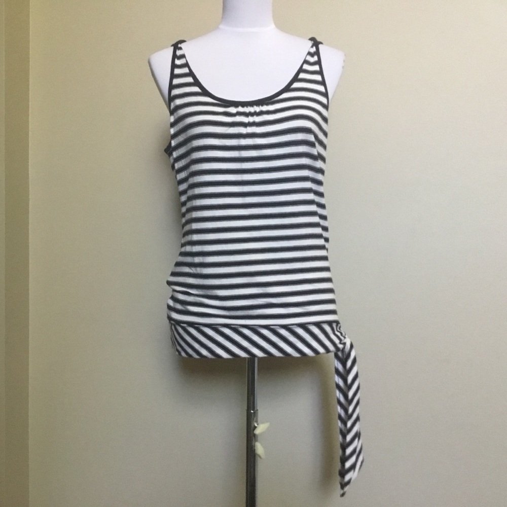 LOFT black & white stripe Side tie top tank L